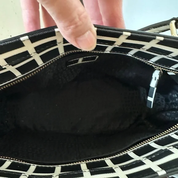 Kate Spade Checkered Pattern Tote in Black and White - Picture 4 of 9